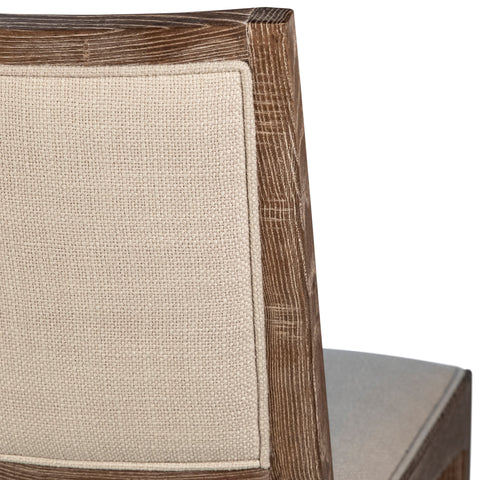 Waller Sand Color Fabric and Antique Wood Finish Dining Chair