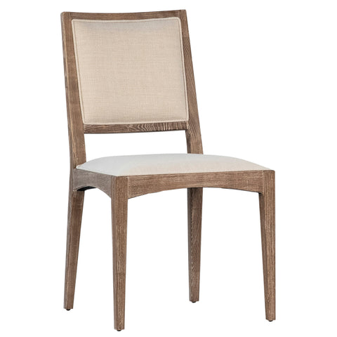 Waller Sand Color Fabric and Antique Wood Finish Dining Chair