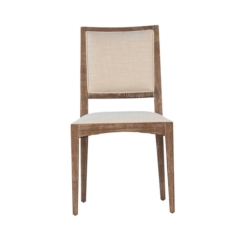 Waller Sand Color Fabric and Antique Wood Finish Dining Chair