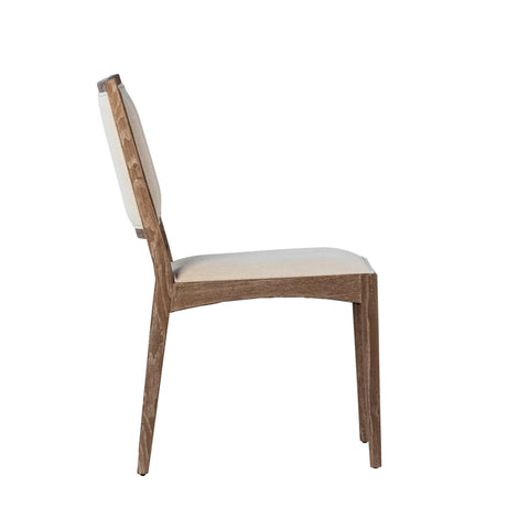 Waller Sand Color Fabric and Antique Wood Finish Dining Chair