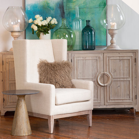 Katella Ivory Upholstery and Natural Wood Finish Occasional Chair