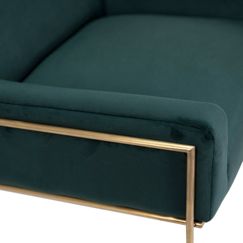 Prado Forest Green Fabric with Brass Metal Finish Occasional Chair