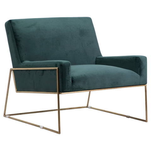 Prado Forest Green Fabric with Brass Metal Finish Occasional Chair