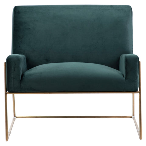 Prado Forest Green Fabric with Brass Metal Finish Occasional Chair