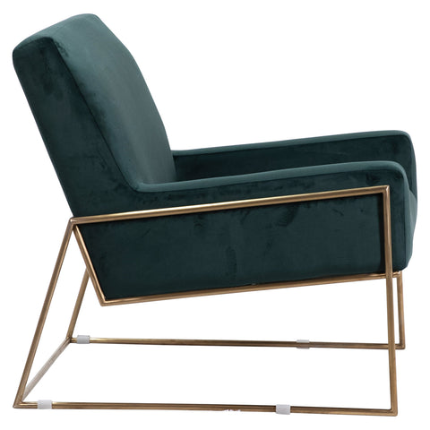 Prado Forest Green Fabric with Brass Metal Finish Occasional Chair