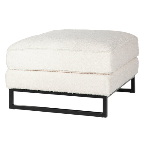 Lynette White Upholstery and Black Metal Base Ottoman