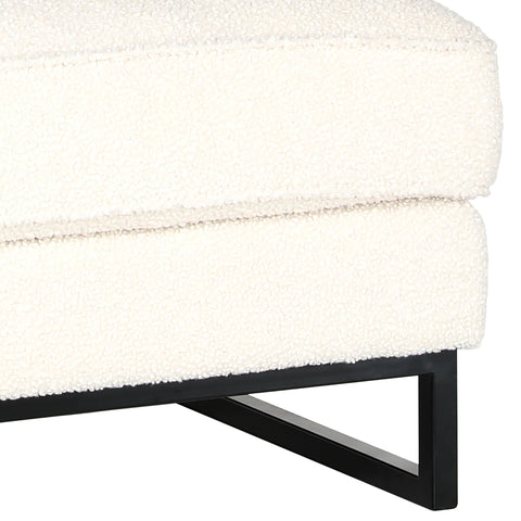 Lynette White Upholstery and Black Metal Base Ottoman