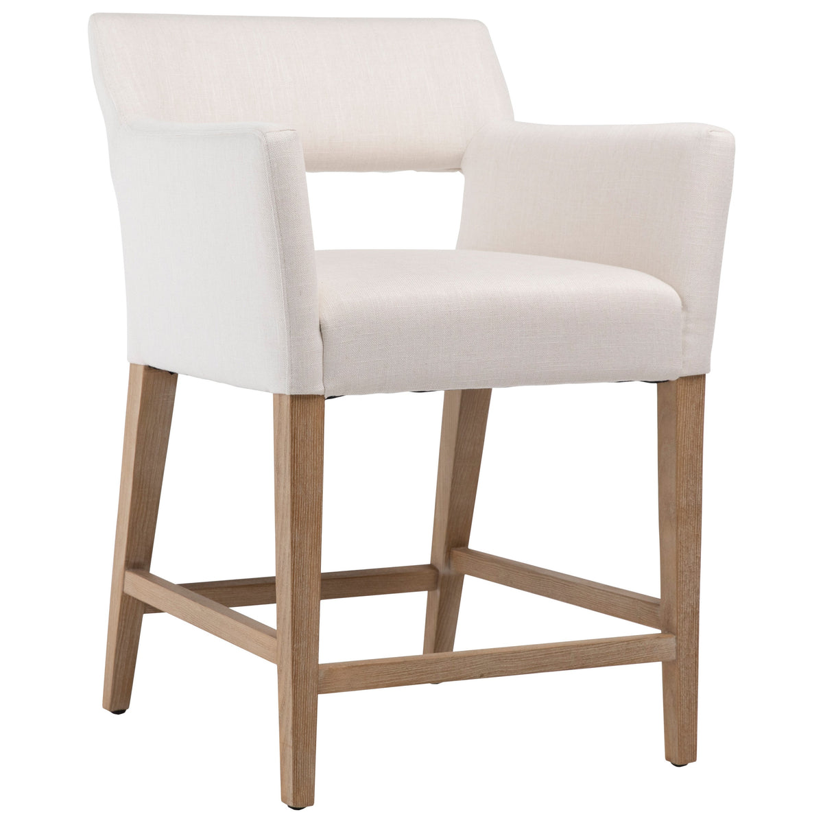 Joseph White and Natural Wood Finish Counter Stool
