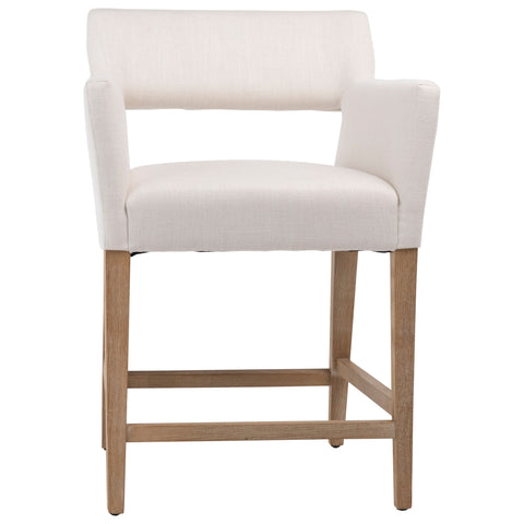 Joseph White and Natural Wood Finish Counter Stool