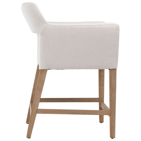 Joseph White and Natural Wood Finish Counter Stool