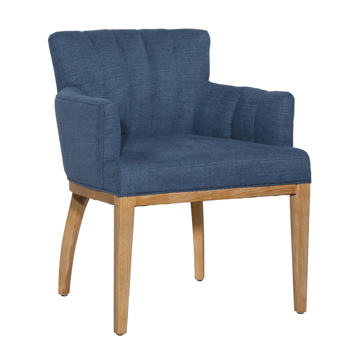 Tela Blue and Natural Wood Finish Dining Chair