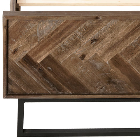 Holbrook Antique Medium Brown Wood Finish and Black Iron Bed