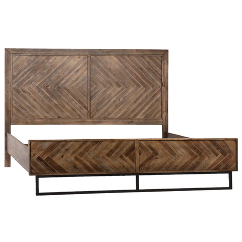 Holbrook Antique Medium Brown Wood Finish and Black Iron Bed