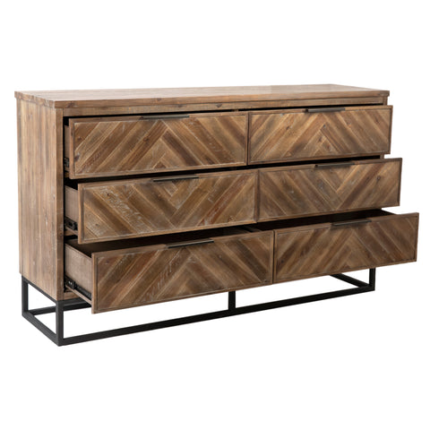 Holbrook Antique Medium Brown Wood Finish and Black Iron Base Dresser