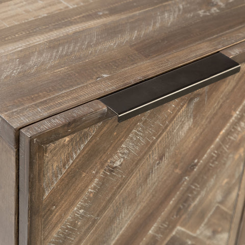 Holbrook Antique Medium Brown Wood Finish and Black Iron Base Sideboard