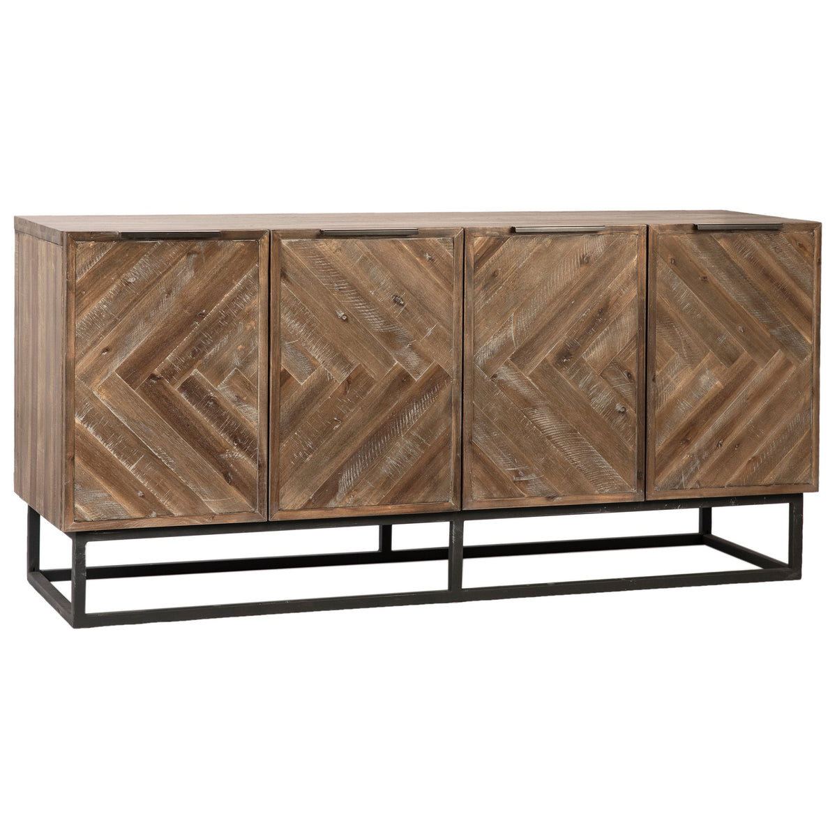 Holbrook Antique Medium Brown Wood Finish and Black Iron Base Sideboard