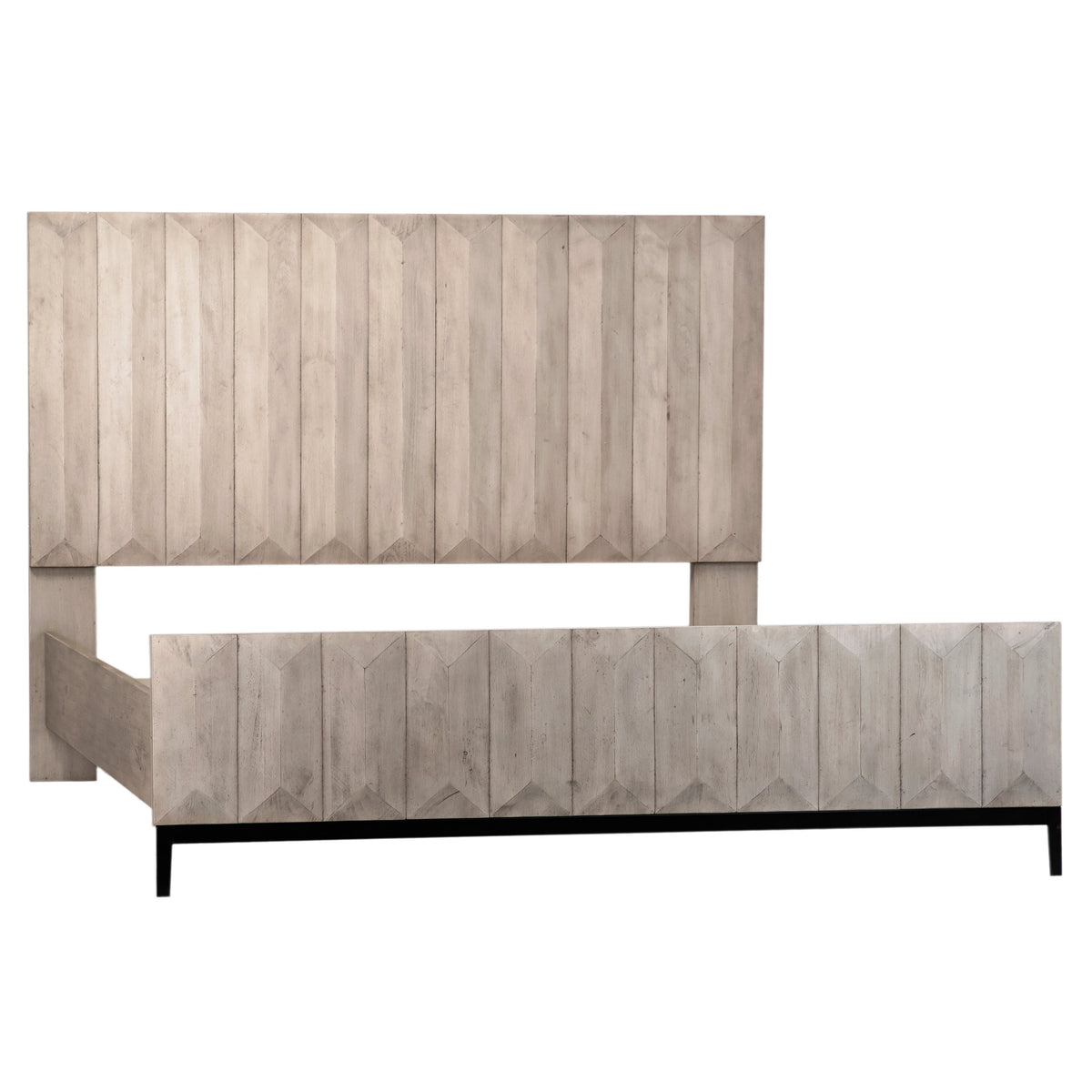 Aldwell Light Grey Wash Sealed Finish and Black Base Bed
