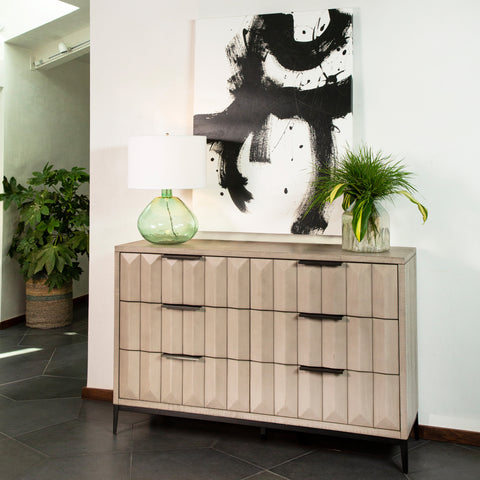 Aldwell Light Grey Wash Sealed Finish and Black Base Dresser