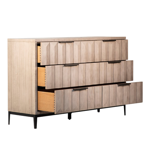 Aldwell Light Grey Wash Sealed Finish and Black Base Dresser