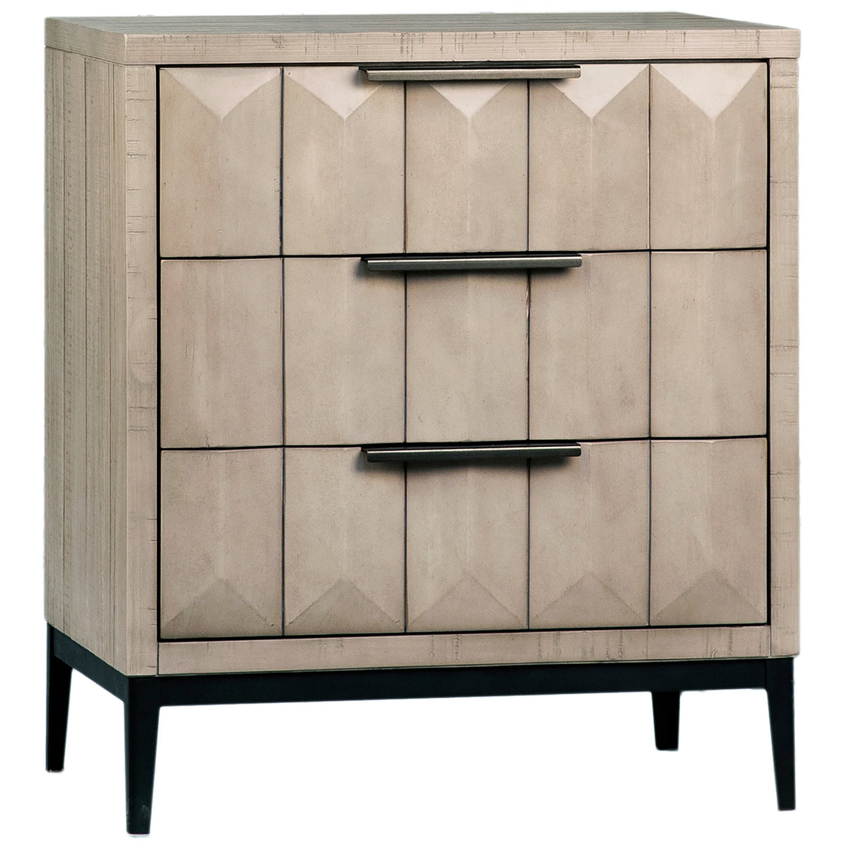Aldwell Light Grey Wash Sealed Finish and Black Base Nightstand