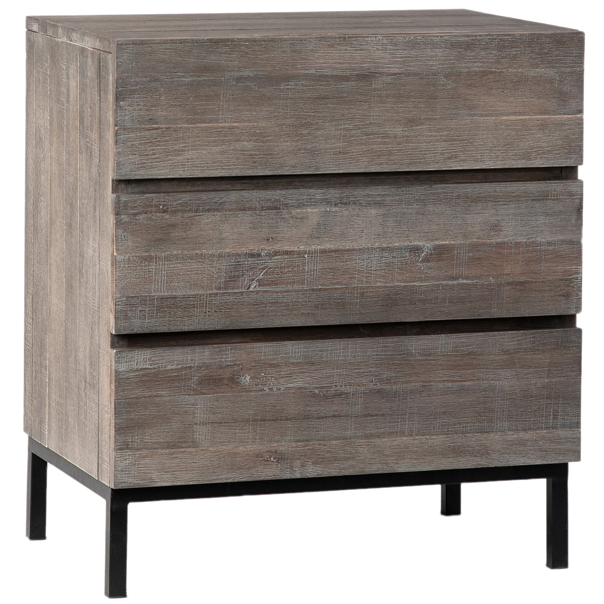 Belson Brown Wash Finish and Black Base Nightstand