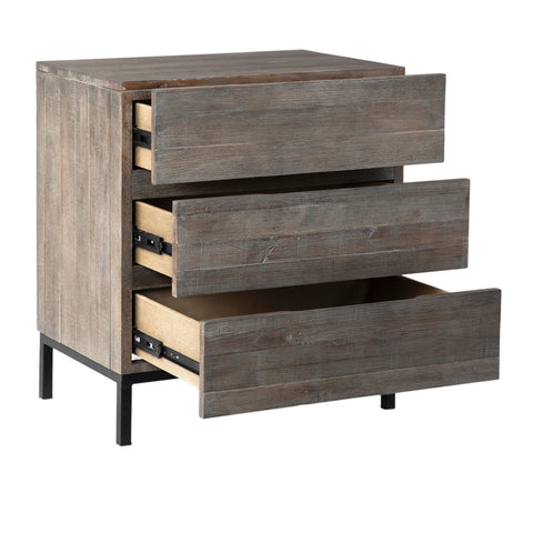 Belson Brown Wash Finish and Black Base Nightstand