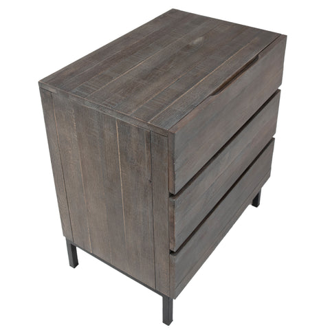 Belson Brown Wash Finish and Black Base Nightstand
