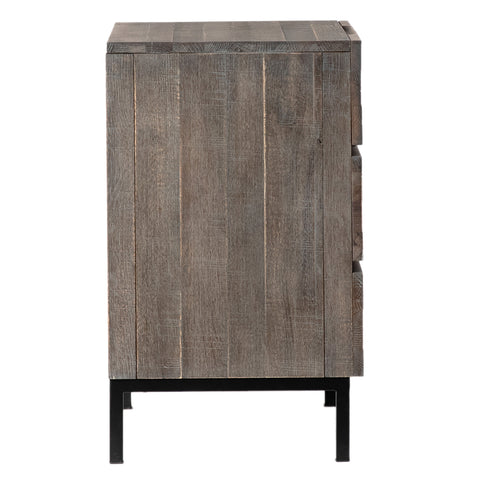 Belson Brown Wash Finish and Black Base Nightstand