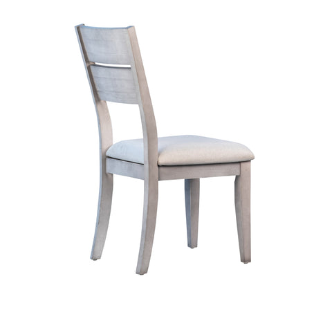 Imelda Antique White Wash Finish with Salt and Pepper Upholstery Dining Chair
