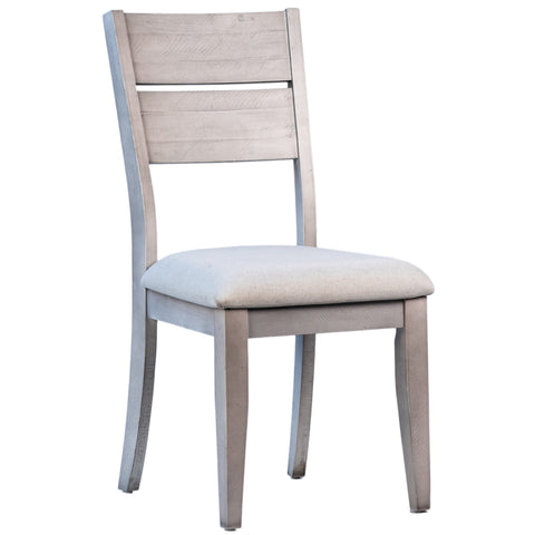 Imelda Antique White Wash Finish with Salt and Pepper Upholstery Dining Chair