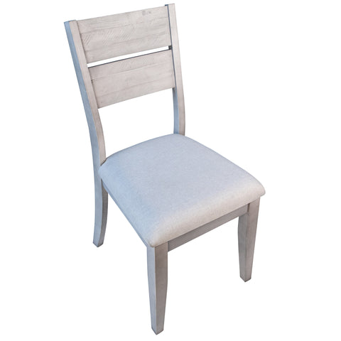 Imelda Antique White Wash Finish with Salt and Pepper Upholstery Dining Chair