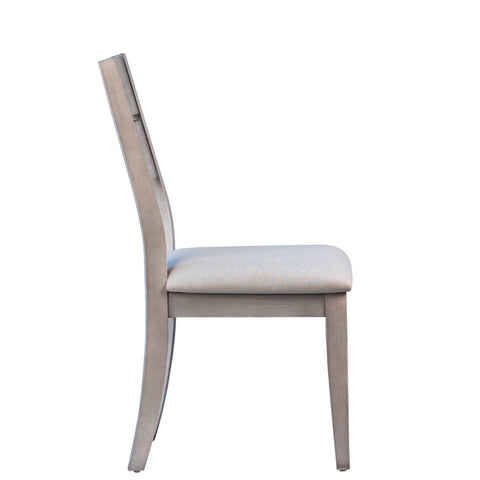 Imelda Antique White Wash Finish with Salt and Pepper Upholstery Dining Chair