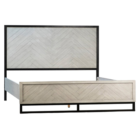 Marino Antique Light Grey Wash and Black Frame Bed