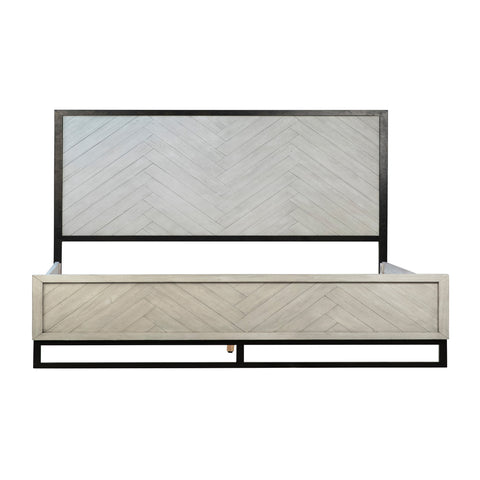 Marino Antique Light Grey Wash and Black Frame Bed
