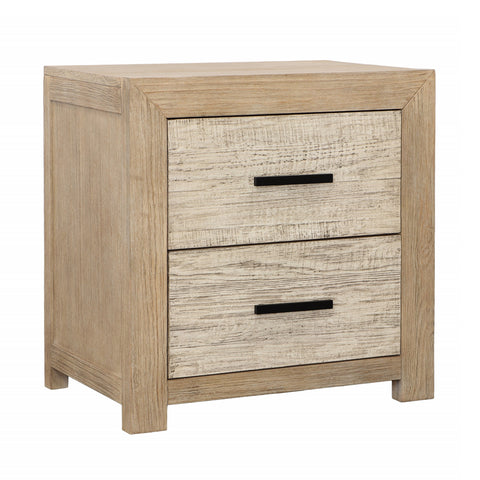 Roux Light and Grey Warm Wash Finish Nightstand Double Drawer