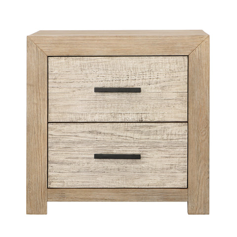 Roux Light and Grey Warm Wash Finish Nightstand Double Drawer