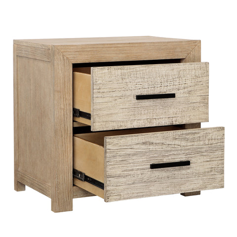 Roux Light and Grey Warm Wash Finish Nightstand Double Drawer