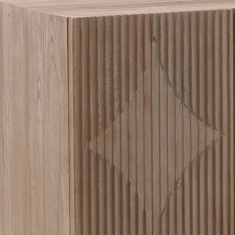 Zell Light Grey Wash Finish and Antique Iron Base Sideboard