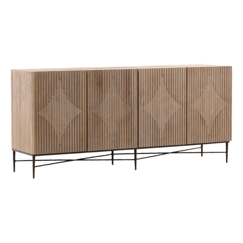 Zell Light Grey Wash Finish and Antique Iron Base Sideboard