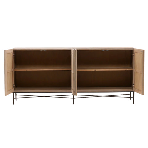 Zell Light Grey Wash Finish and Antique Iron Base Sideboard