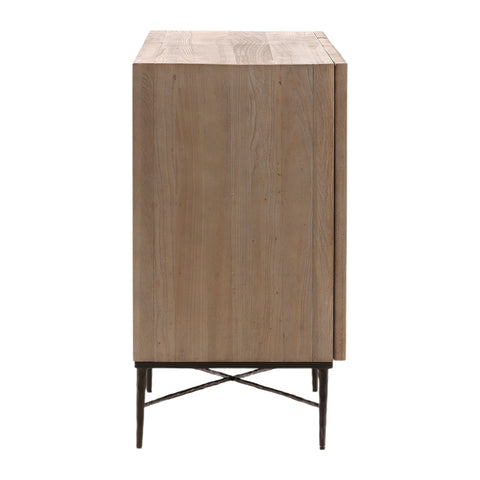 Zell Light Grey Wash Finish and Antique Iron Base Sideboard