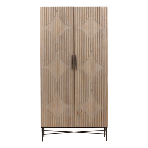 Zell Light Grey Wash Finish and Antique Iron Base Cabinet