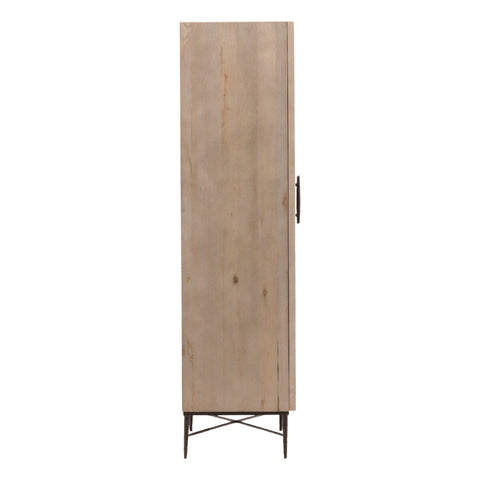 Zell Light Grey Wash Finish and Antique Iron Base Cabinet