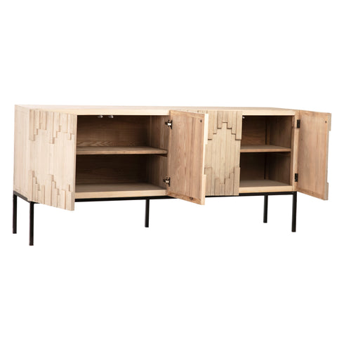 Mabini Light Warm Wash Finish and Black Iron Base Sideboard