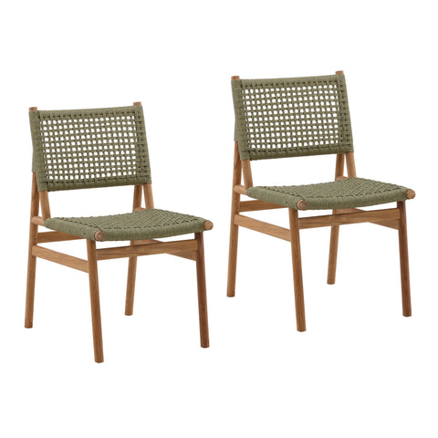 Francisca Green and Natural Outdoor Dining Chair Set Of 2
