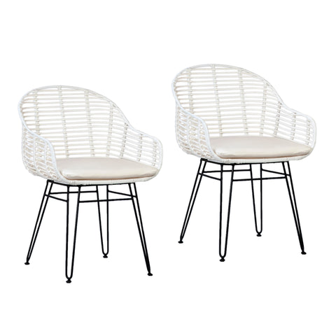 Niles White with Black Metal Legs Dining Chair Set Of 2