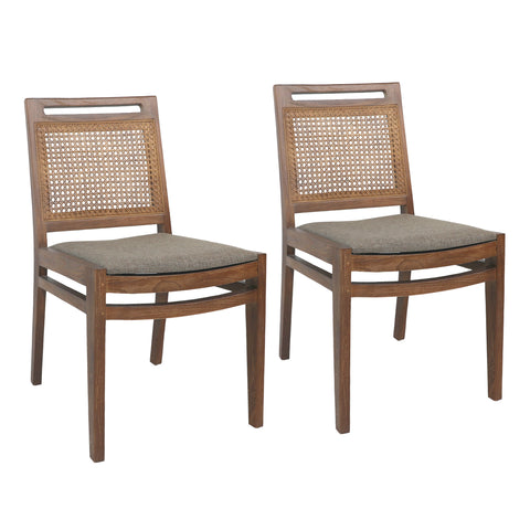 Brinda Medium Brown and Taupe Seat Dining Chair Set Of 2
