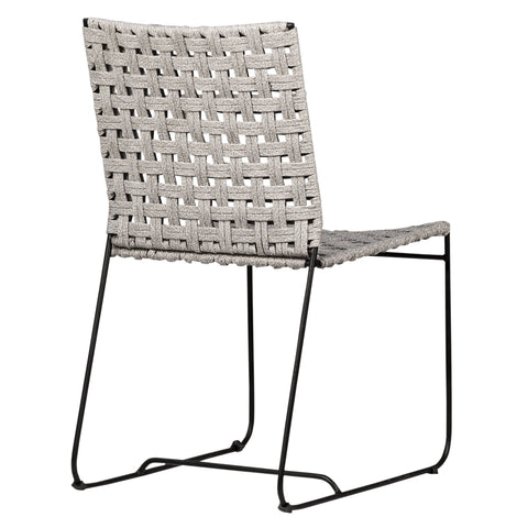 Ezra Grey Rope with Black Powder Coated Frame Outdoor Dining Chair