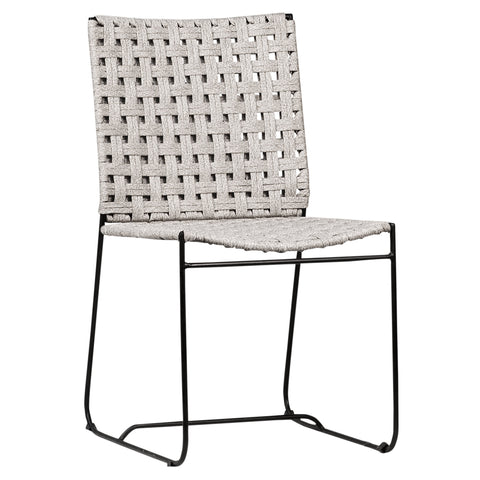 Ezra Grey Rope with Black Powder Coated Frame Outdoor Dining Chair