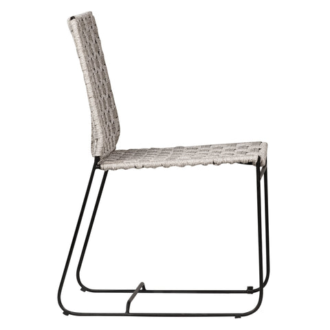 Ezra Grey Rope with Black Powder Coated Frame Outdoor Dining Chair